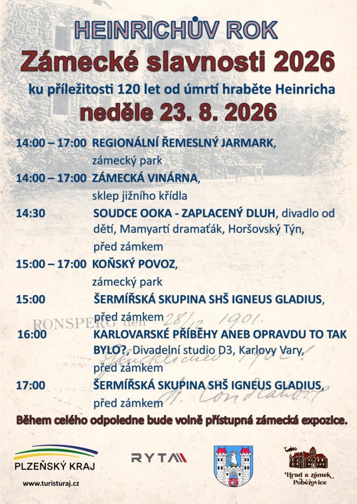 Poběžovice 23.8. 2026&nbsp;- Zámecké slavnosti 2026