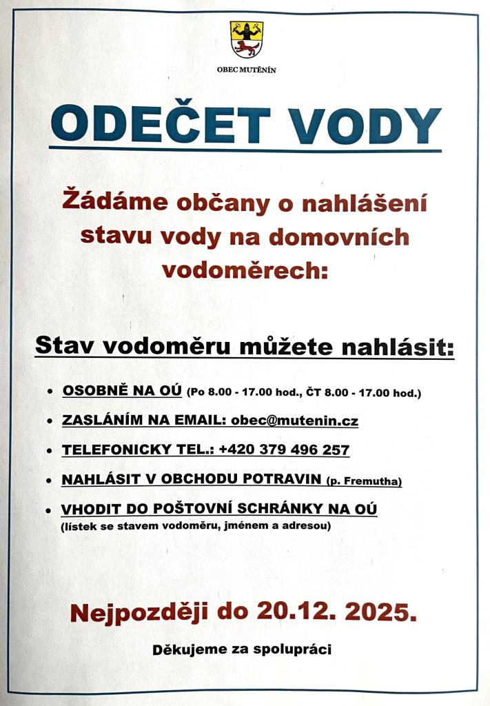 Odečet stavu domovních vodoměrů