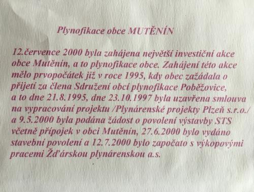 Rok 2000 - Plynofikace obce Mutěnín - stavba